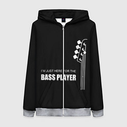 Толстовка на молнии женская BASS PLAYER GUITAR, цвет: 3D-меланж