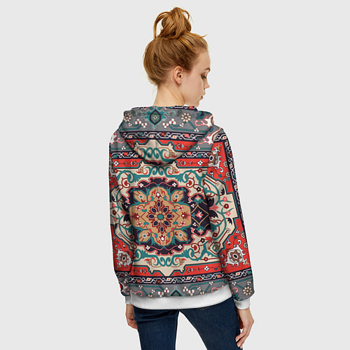 Женская толстовка на молнии Текстура ковра / 3D-Белый – фото 4