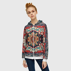 Толстовка на молнии женская Текстура ковра, цвет: 3D-белый — фото 2