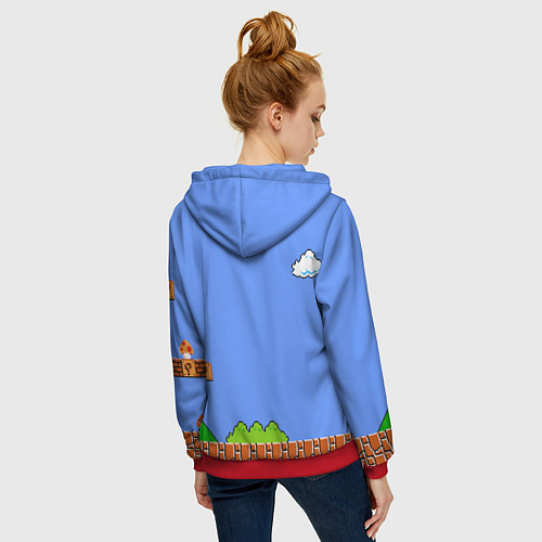 Женская толстовка на молнии Mario / 3D-Красный – фото 4
