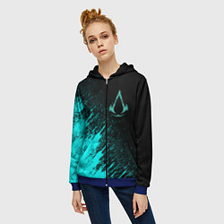 Толстовка на молнии женская Assassins Creed Valhalla, цвет: 3D-синий — фото 2