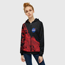 Толстовка на молнии женская NASA НАСА, цвет: 3D-черный — фото 2