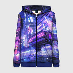 Женская толстовка на молнии Cyberpunk city