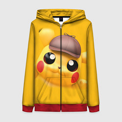 Толстовка на молнии женская Pikachu Pika Pika, цвет: 3D-красный