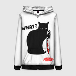 Толстовка на молнии женская What Cat, цвет: 3D-черный