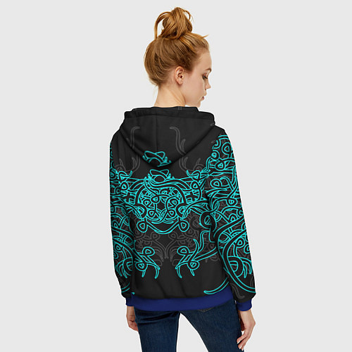 Женская толстовка на молнии Узоры магия / 3D-Синий – фото 4
