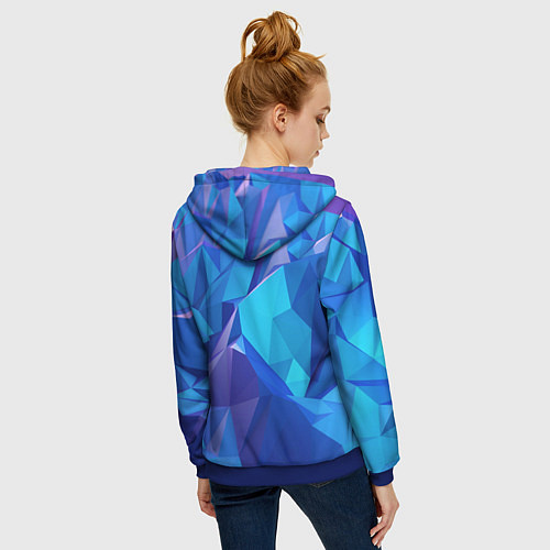 Женская толстовка на молнии NEON CRYSTALLS / 3D-Синий – фото 4