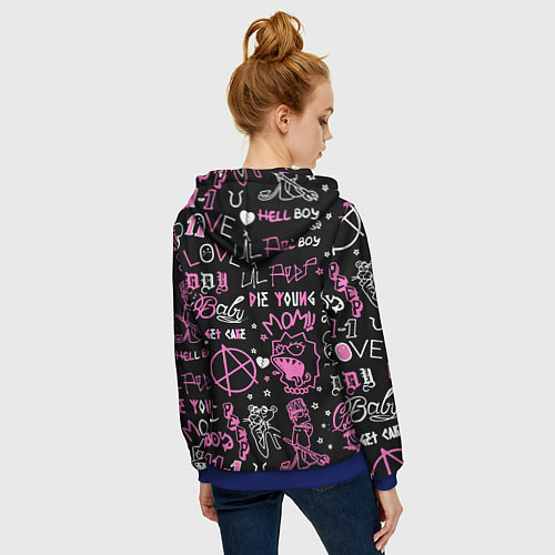 Женская толстовка на молнии LIL PEEP / 3D-Синий – фото 4