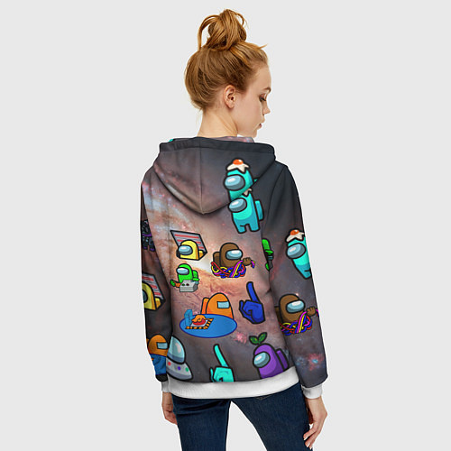 Женская толстовка на молнии Among Us Чёрная дыра / 3D-Белый – фото 4