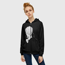Толстовка на молнии женская Парень курит, цвет: 3D-черный — фото 2