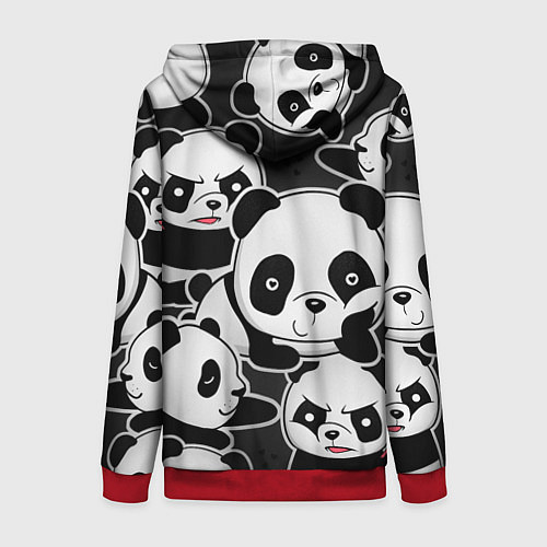 Женская толстовка на молнии Смешные панды / 3D-Красный – фото 2