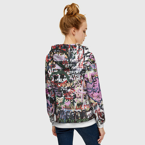 Женская толстовка на молнии Street graffiti / 3D-Белый – фото 4