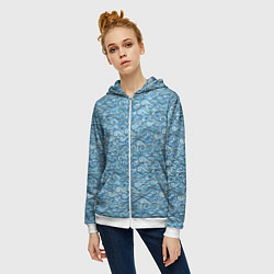 Толстовка на молнии женская Море волнуется, цвет: 3D-белый — фото 2