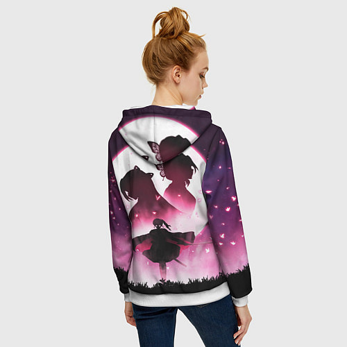 Женская толстовка на молнии Столп Бабочки / 3D-Белый – фото 4