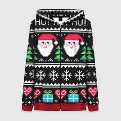 Толстовка на молнии женская Ho! Ho! Ho!, цвет: 3D-красный