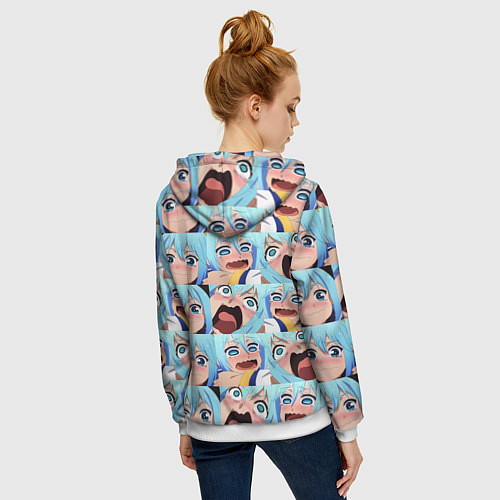Женская толстовка на молнии Аква Коносуба Aqua Konosuba / 3D-Белый – фото 4
