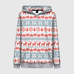 Женская толстовка на молнии Новогодний пиксельный узор