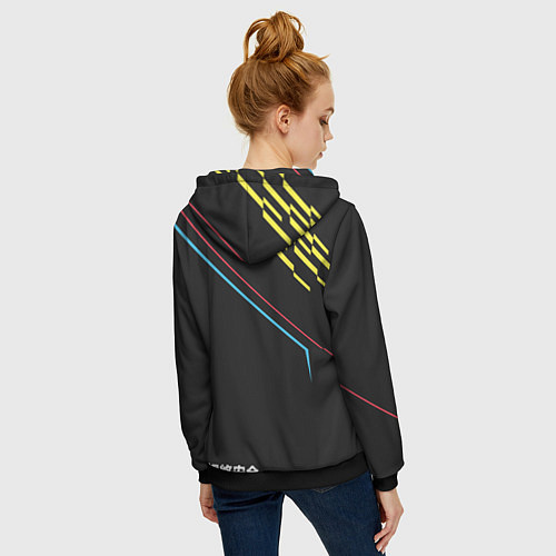 Женская толстовка на молнии Cs:go CyberSecurity Кибербезопасность / 3D-Черный – фото 4
