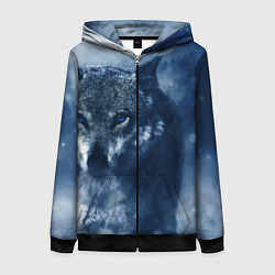 Толстовка на молнии женская Красивый волк, цвет: 3D-черный