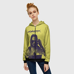 Толстовка на молнии женская Cyberpunk 2077, цвет: 3D-черный — фото 2