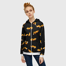 Толстовка на молнии женская Лисы, цвет: 3D-белый — фото 2