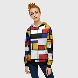 Толстовка на молнии женская Color blocking, цвет: 3D-черный — фото 2