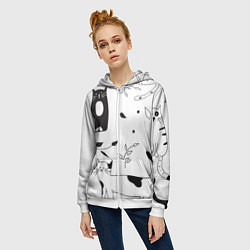 Толстовка на молнии женская Кис-Кис, цвет: 3D-белый — фото 2