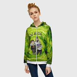 Толстовка на молнии женская Репер - OG Buda, цвет: 3D-белый — фото 2