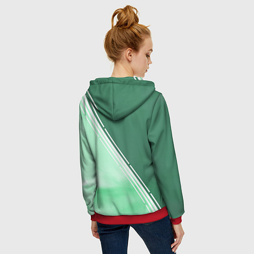 Женская толстовка на молнии Genshin Impact / 3D-Красный – фото 4