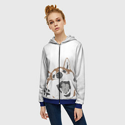 Толстовка на молнии женская Shiba Inu, цвет: 3D-синий — фото 2