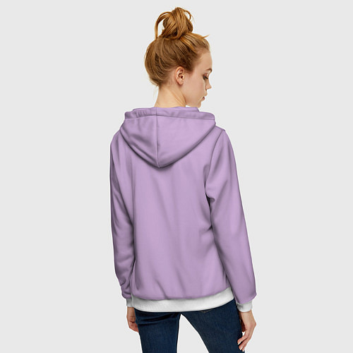 Женская толстовка на молнии Глициниевый цвет без рисунка / 3D-Белый – фото 4