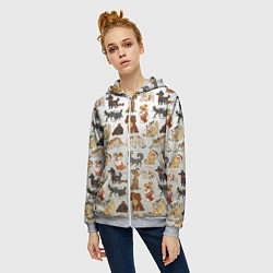 Толстовка на молнии женская Узор песики собачки гав, цвет: 3D-меланж — фото 2
