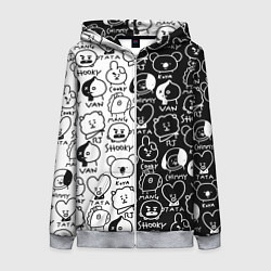 Толстовка на молнии женская BTS BT21, цвет: 3D-меланж