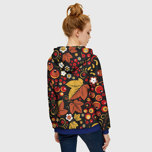 Женская толстовка на молнии ХОХЛОМА / 3D-Синий – фото 4