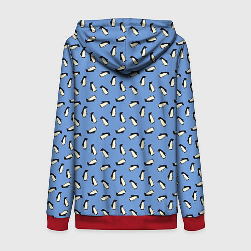 Женская толстовка на молнии Пингвины / 3D-Красный – фото 2