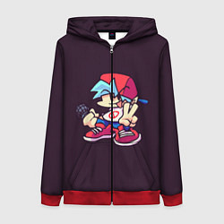 Толстовка на молнии женская Boyfriend, цвет: 3D-красный