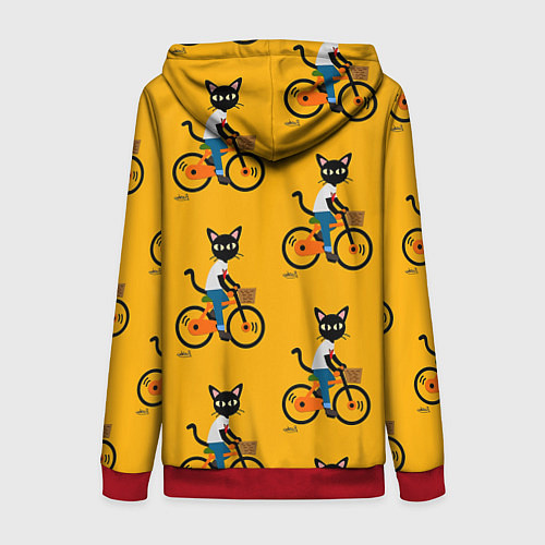 Женская толстовка на молнии Котики на велосипедах / 3D-Красный – фото 2