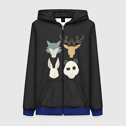 Женская толстовка на молнии Выдающиеся звери Минимализм