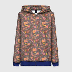 Толстовка на молнии женская Музыкант, цвет: 3D-синий