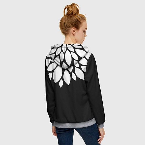 Женская толстовка на молнии Лепестки / 3D-Меланж – фото 4