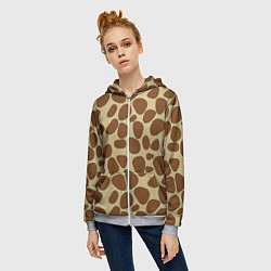 Толстовка на молнии женская Шкура жирафа, цвет: 3D-меланж — фото 2