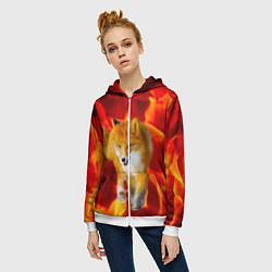 Толстовка на молнии женская Fire Fox, цвет: 3D-белый — фото 2