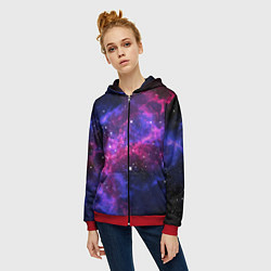 Толстовка на молнии женская Distant space, цвет: 3D-красный — фото 2