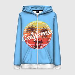 Толстовка на молнии женская Калифорния, цвет: 3D-белый