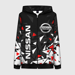 Толстовка на молнии женская NISSAN НИССАН ОСКОЛКИ, цвет: 3D-черный
