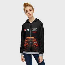 Толстовка на молнии женская AUDI RS 5 FIRE АУДИ РС 5, цвет: 3D-меланж — фото 2