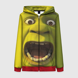 Толстовка на молнии женская Shrek is Yelling, цвет: 3D-красный