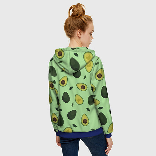 Женская толстовка на молнии Авокадо / 3D-Синий – фото 4