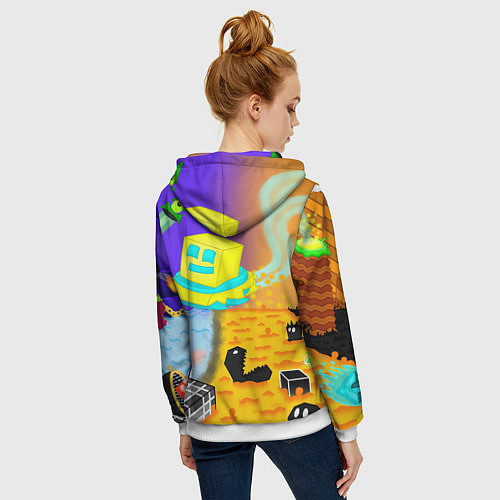 Женская толстовка на молнии Geometry Dash: RobTop Z / 3D-Белый – фото 4