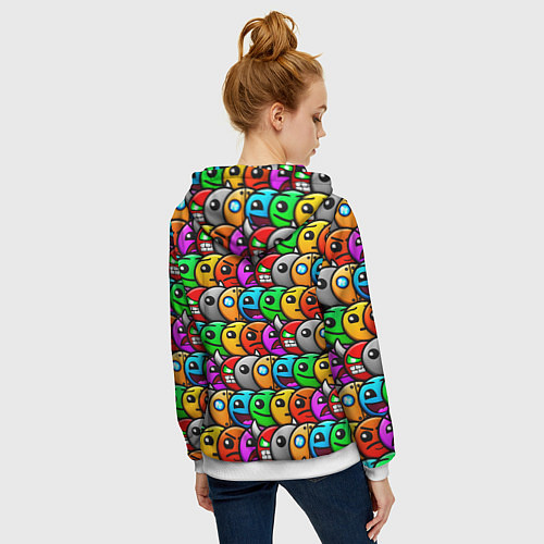 Женская толстовка на молнии Geometry Dash: Pattern Z / 3D-Белый – фото 4